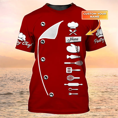 Pastry Chef Tshirt Bakery Uniform Baker Red Shirt TO2053