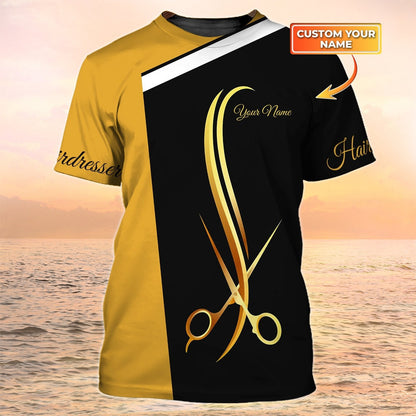 Custom Hair Salon Uniform Shirt Hairstylist Tshirt Black & Gold TO2118