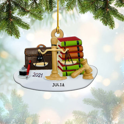 Customized Lawyer Scales Of Justice And Gavel Acrylic Ornament for Lawyer Christmas Gift OO3731