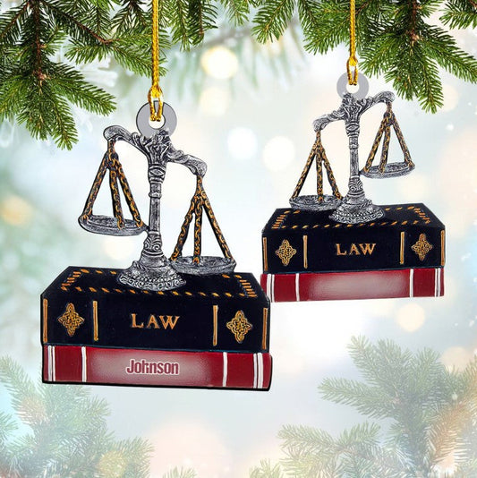 Customized Lawyer Scales Of Justice And Gavel Acrylic Ornament for Lawyer Christmas Gift OO3731