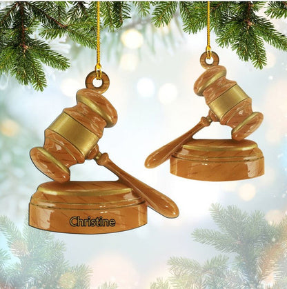 Customized Lawyer Scales Of Justice And Gavel Acrylic Ornament for Lawyer Christmas Gift OO3731