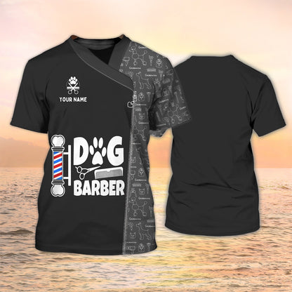 Custom Paw Dog Groomer T Shirt Dog Barber Black Shirt Pet Groomer Uniform TO2084