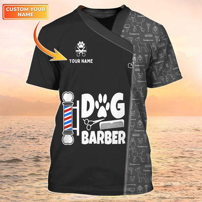 Custom Paw Dog Groomer T Shirt Dog Barber Black Shirt Pet Groomer Uniform TO2084