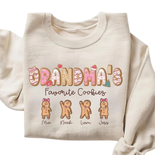 Custom Grandma Favorite Cookies Christmas Sweatshirt, Custom Grandma Gingerbread Christmas Sweatshirt  2D0470