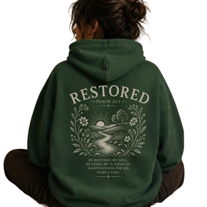 Restored Psalm 23:3 Bible Verse Hoodies, Christian Faith Hoodies 2D0940