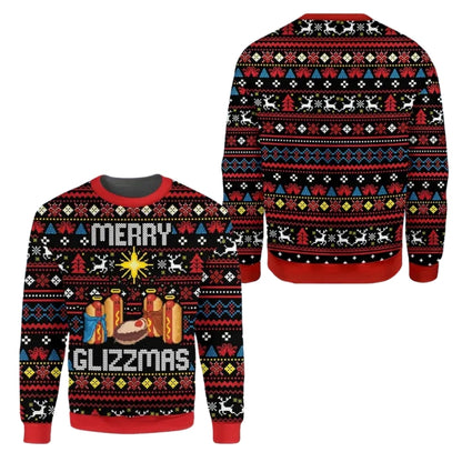 Merry Glizzmas Funny Hot Dog Christmas 3D Sweatshirt, Hot Dog Christmas Sweatshirt 2D1090