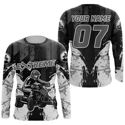 Custom ATV Racing Long Sleeve Jersey For Men Black Orange, Personalized ATV Dirt Bike Shirts MZ0082
