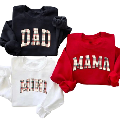 Dad Mama Mini Plaid Matching Family Christmas Sweatshirt, Christmas Family Sweater ET1647