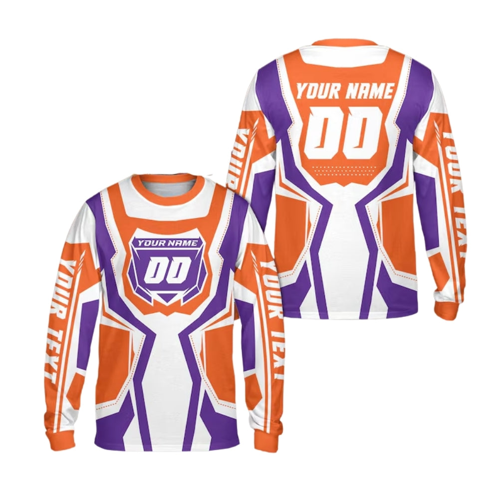 Custom Red And White Dirt Bike Long Sleeve Jersey Shirts For Men, Custom Dirt Bike Jerseys ME0047