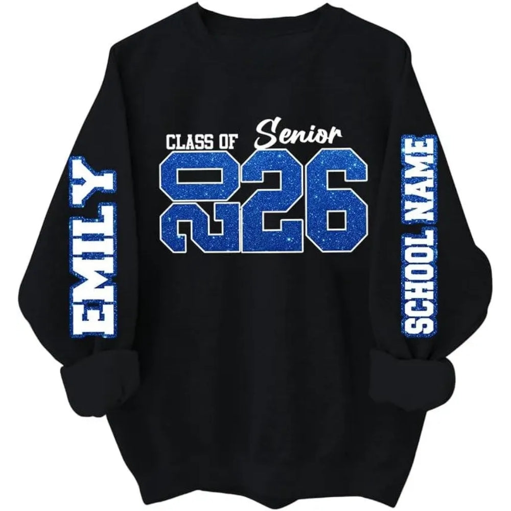 Custom Class Of Senior 2026 Glitter Sweatshirt, Custom Graduation Sweatshirt 2D0367