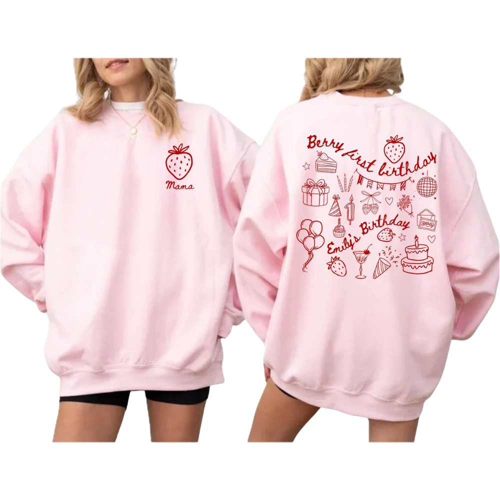 Custom Berry First Birthday Matching Family Sweatshirt, Custom Strawberry 1st Birthday Family Sweatshirts ET1544