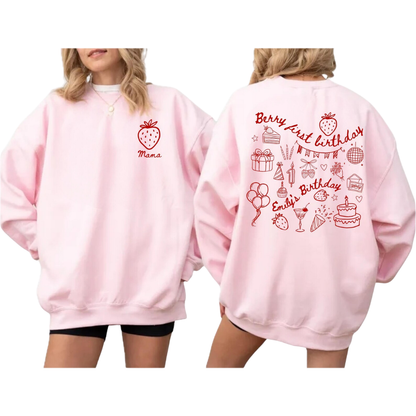 Custom Berry First Birthday Matching Family Sweatshirt, Custom Strawberry 1st Birthday Family Sweatshirts ET1544