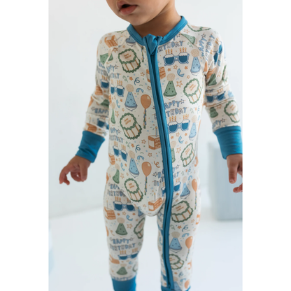 Happy Birthday Baby Boy Convertible Zipper Romper, Birthday Baby Romper Convertible BB0726