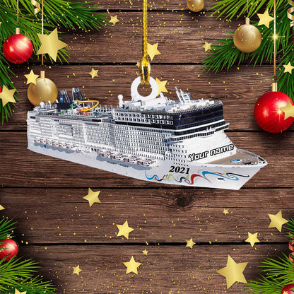 Personalized Cruise Ship Ornament, Custom Name Flat Acrylic Ornament for Cruise Lovers OO3719