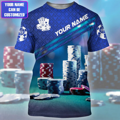 Personalized 3D Blue Poker Shirt, Unisex Poker Tshirt Men Women, Poker Player Uniform TO2294