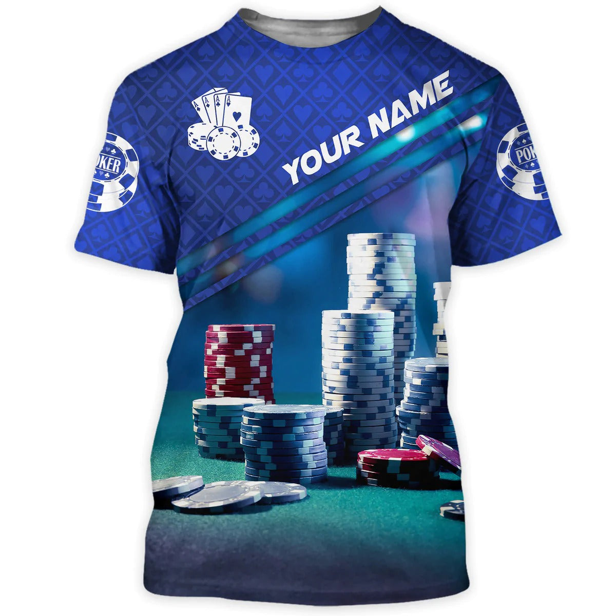 Personalized 3D Blue Poker Shirt, Unisex Poker Tshirt Men Women, Poker Player Uniform TO2294