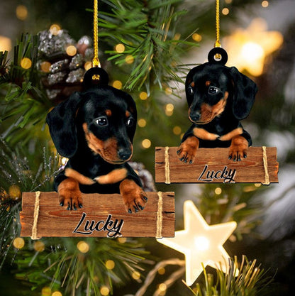 Personalized Black Dachshund Christmas Ornament Acrylic Ornament for Dog Lovers OO3708