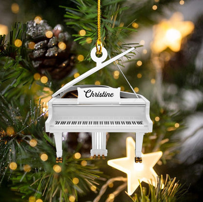 Custom Name White Piano Custom Shaped Ornament Acrylic for Piano Player OO3689