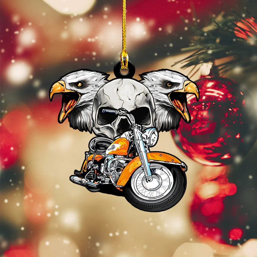 Merry Christmas Biker Acrylic Ornament for Him, Santa Claus Biker Ornament OO3687