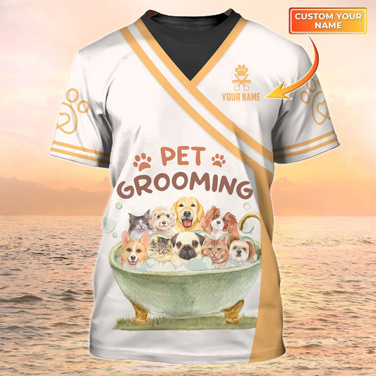 Pet Grooming Shirt Dog Groomer Custom Tshirt Grooming Uniform Gift For Groomer TO2089