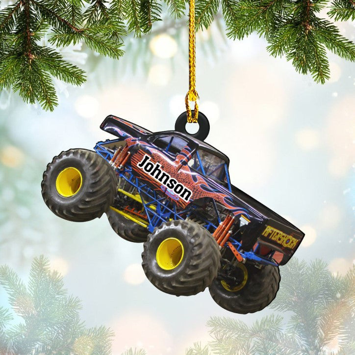 Personalized Monster Truck Custom Shape Ornament Custom Name Ornament for Him OO3652