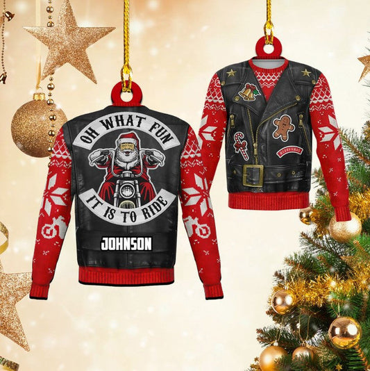 Personalized Funny Biker Santa Christmas Ornament Acrylic for Biker Lovers, Gift for Husband OO3644