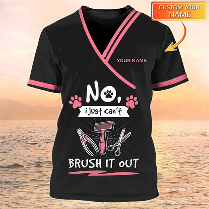 Pet Grooming Shirt Dog Groomer Custom Tshirt Grooming Uniform Black TO2096