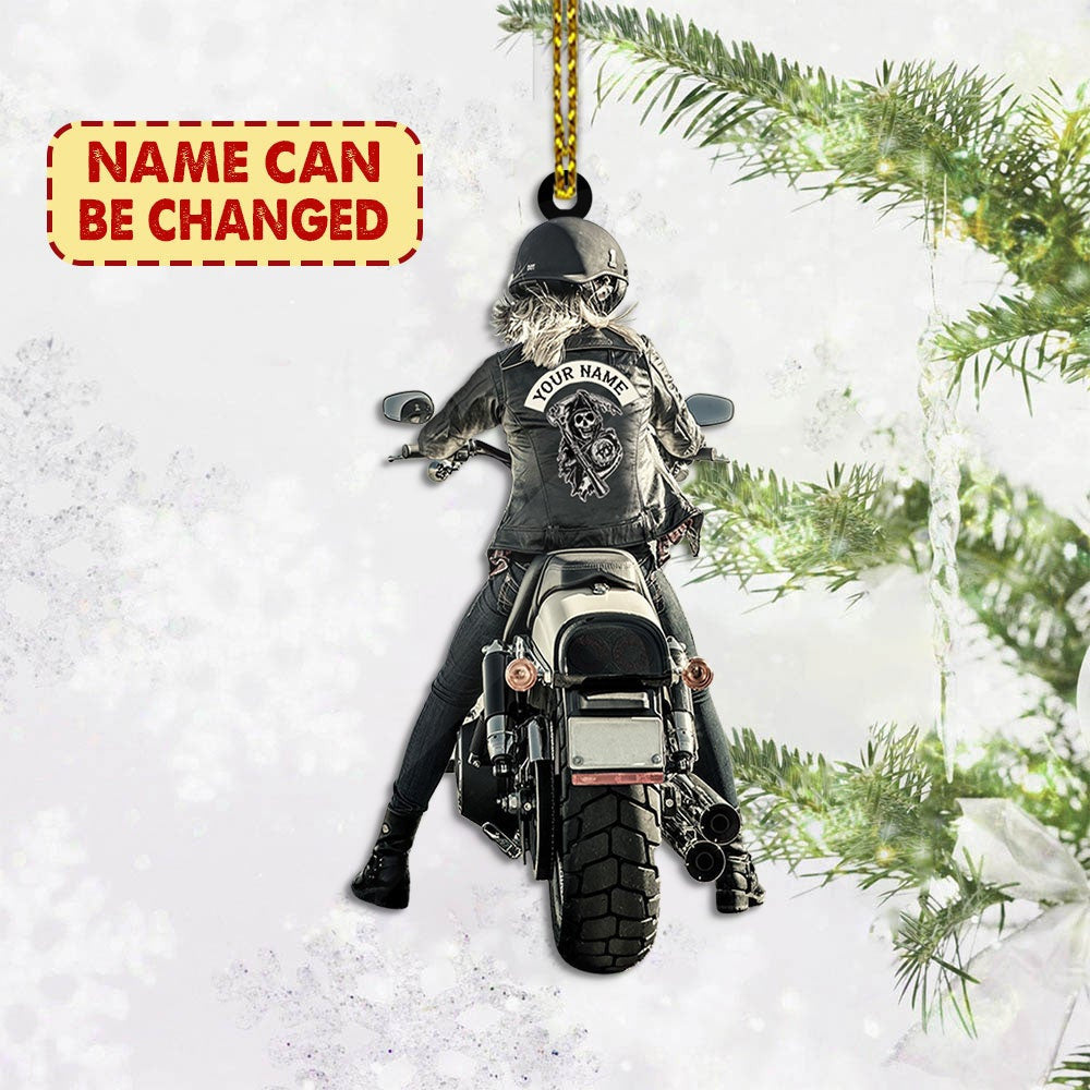 Personalized Lady Biker Back shape acrylic ornament, ornament, personalisation-Name-50 Two Sides Printed for Lady Biker OO3624