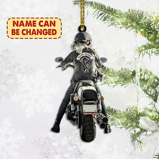 Personalized Lady Biker Back shape acrylic ornament, ornament, personalisation-Name-50 Two Sides Printed for Lady Biker OO3624