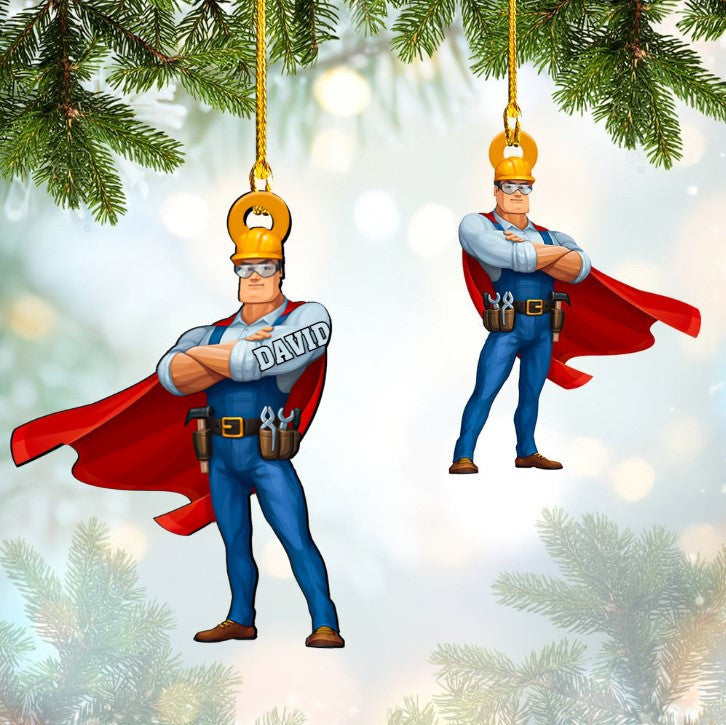 Personalized Plumber Ornament, Custom Name Flat Acrylic Ornament for Plumber OO3610