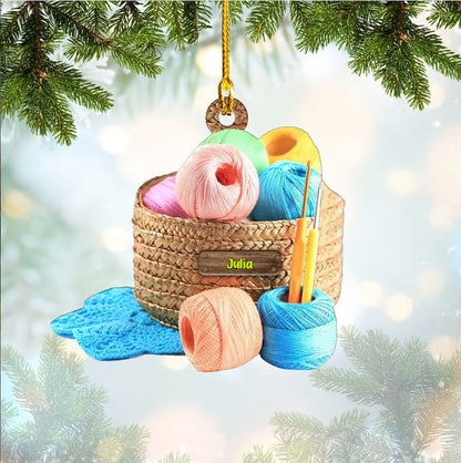 Personalized Crochet shape acrylic ornament, ornament for Crochet Lovers OO3607