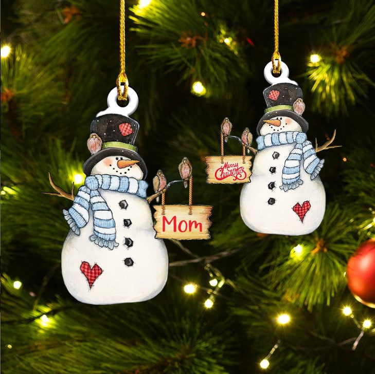 Personalized Snowman Ornament Flat Acrylic Ornament for Mom OO3591