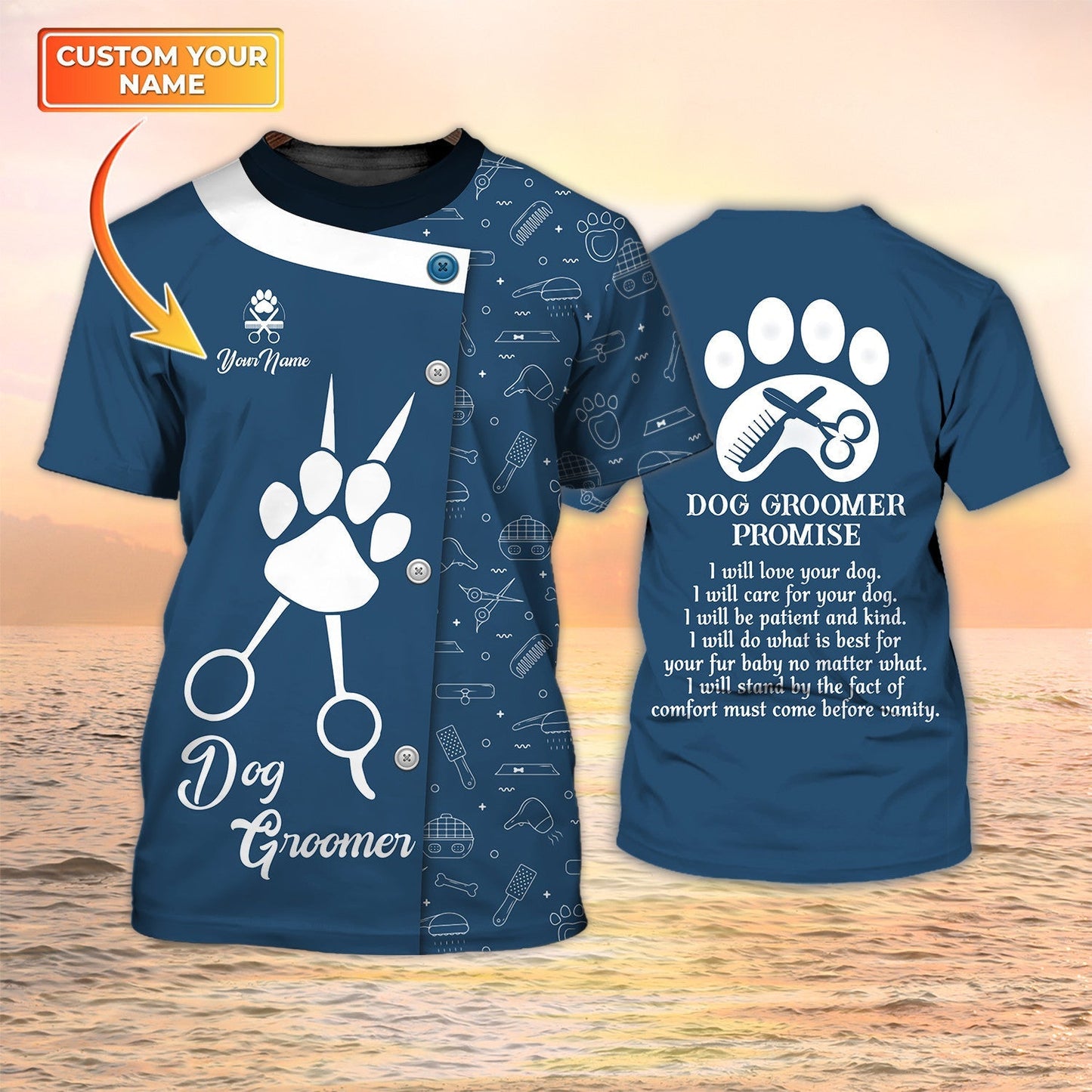 Dog Groomer Promise T Shirt Grooming Custom Shirts Pet Salon Uniform Dog Groomer Shirts TO2104