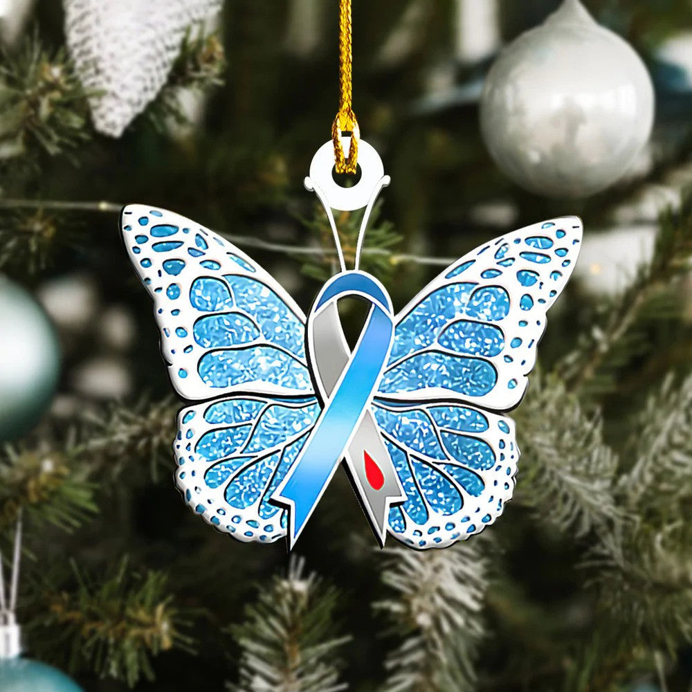 Diabetes Butterfly Ribbon Ornament Custom Shaped Acrylic Diabetes Ornament OO3565