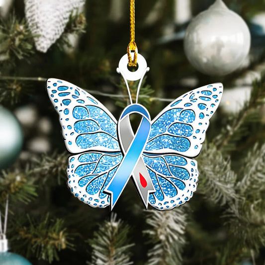 Diabetes Butterfly Ribbon Ornament Custom Shaped Acrylic Diabetes Ornament OO3565