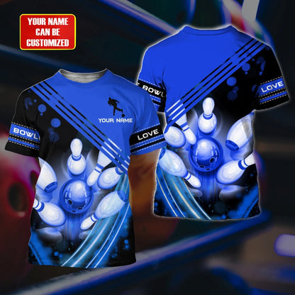 Custom Blue T Shirt For Bowling Lover, Sublimation Bowling On Tshirt, Bowling Gift For Her Him TO1926