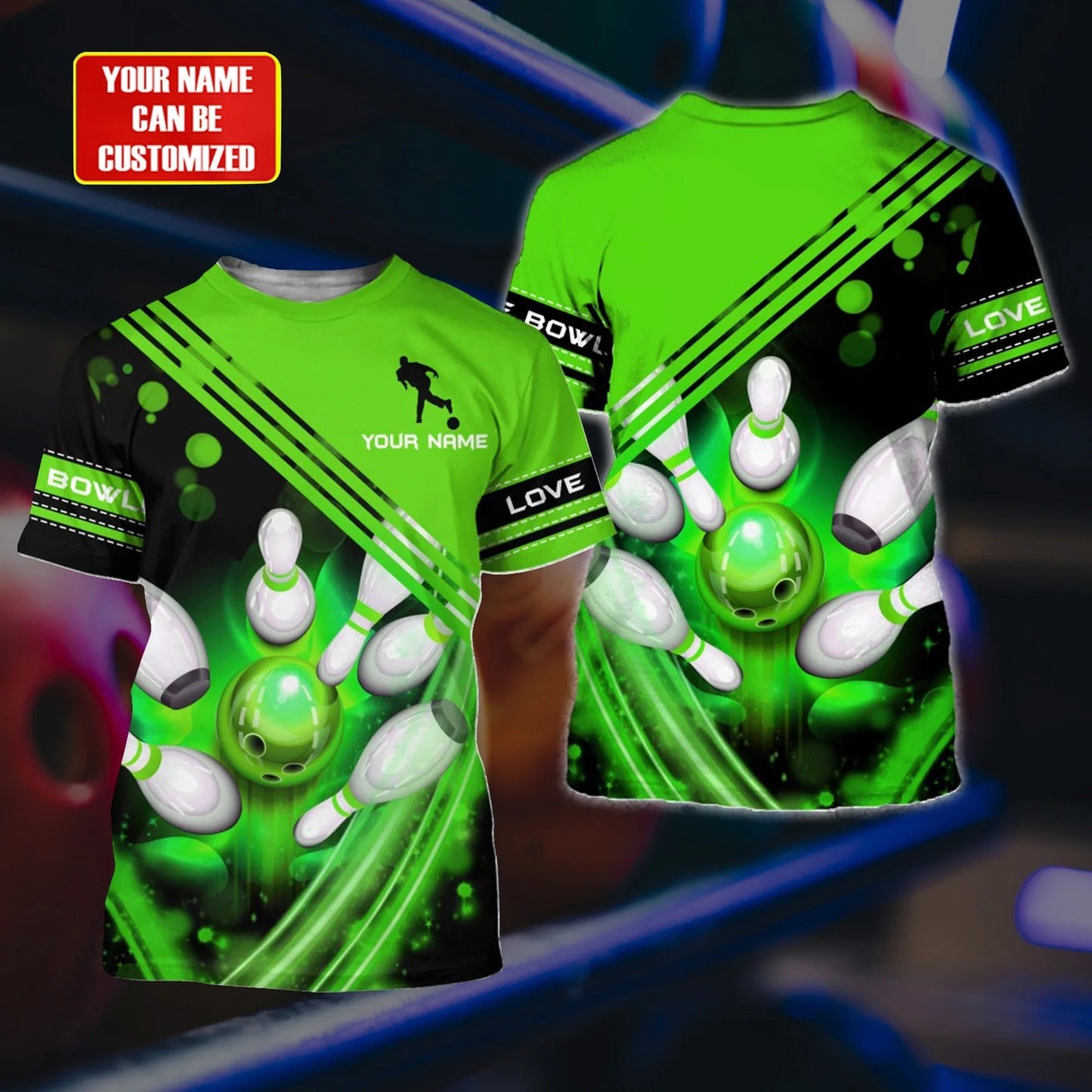 Customized With Name 3D All Over Printed Orange Bowling Shirt, Present To Bowling Lover TO1925