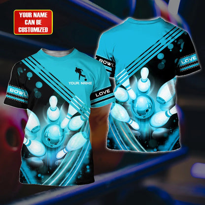 Custom Blue T Shirt For Bowling Lover, Sublimation Bowling On Tshirt, Bowling Gift For Her Him TO1926