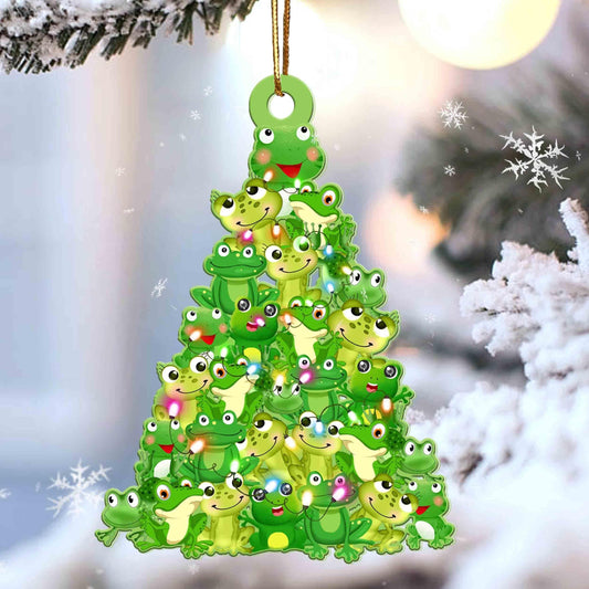 Frog Christmas Tree Shaped Acrylic Ornament For Frog Lovers OO3349