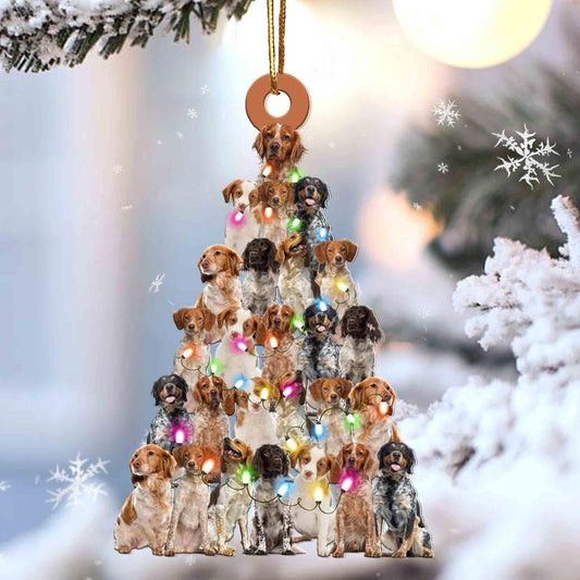 Brittany Spaniel Christmas Tree Shaped Acrylic Ornament For Brittany Spaniel Lovers OO3372