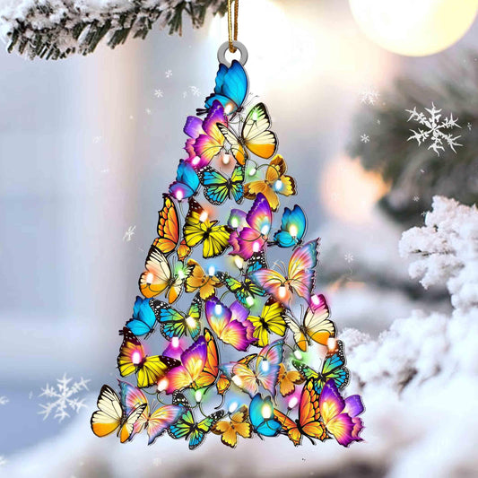 Butterfly Christmas Tree Shaped Acrylic Ornament For Butterfly Lovers OO3368