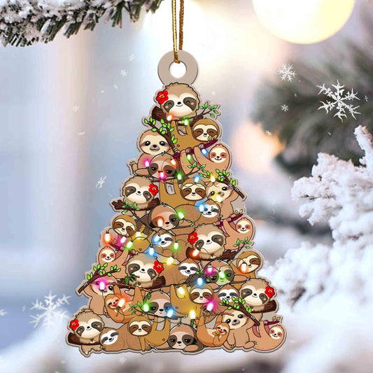 Sloth Christmas Tree Shaped Acrylic Ornament For Sloth Lovers OO3359