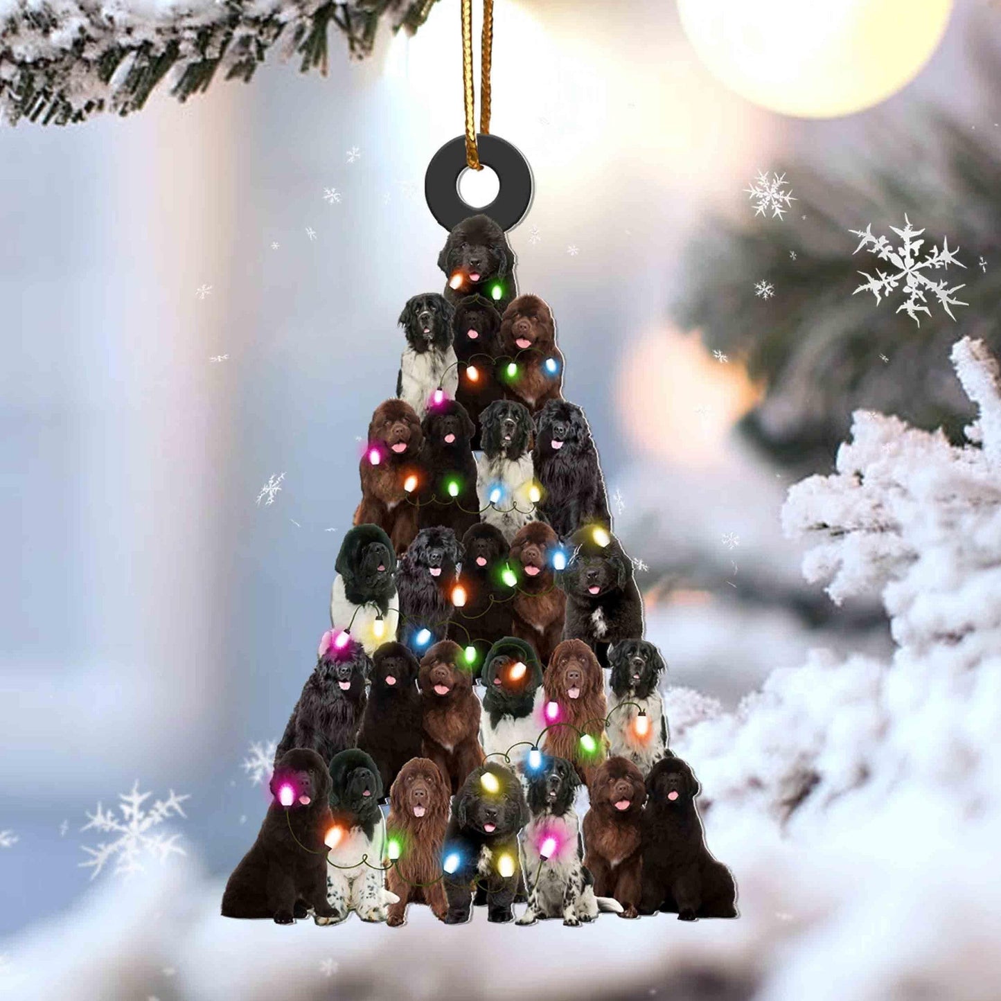 Newfoundland Dog Christmas Tree Shaped Acrylic Ornament For French Newfoundland Dog Lovers OO3350