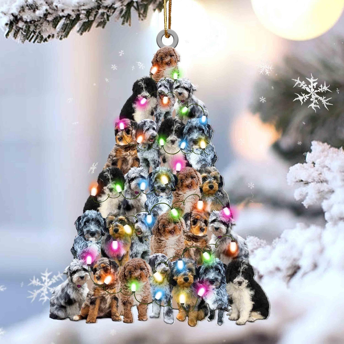 Aussiedoodle Christmas Tree Shaped Acrylic Ornament For Aussiedoodle Lovers OO3369