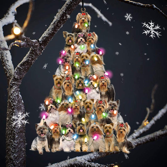 Yorkshire Terrier Christmas Tree Shaped Acrylic Ornament For Yorkie Lovers OO3354
