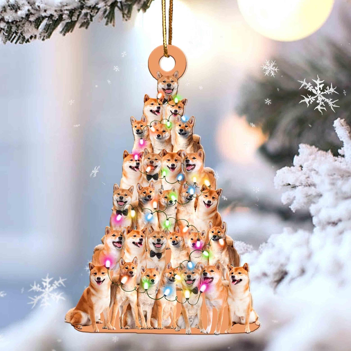 Shiba Inu Christmas Tree Shaped Acrylic Ornament For Shiba Inu Lovers OO3335