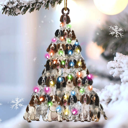 English Springer Spaniel Christmas Tree Shaped Ornament For English Springer Spaniel Lover Custom Acrylic Ornament For Dog Mom OO3342