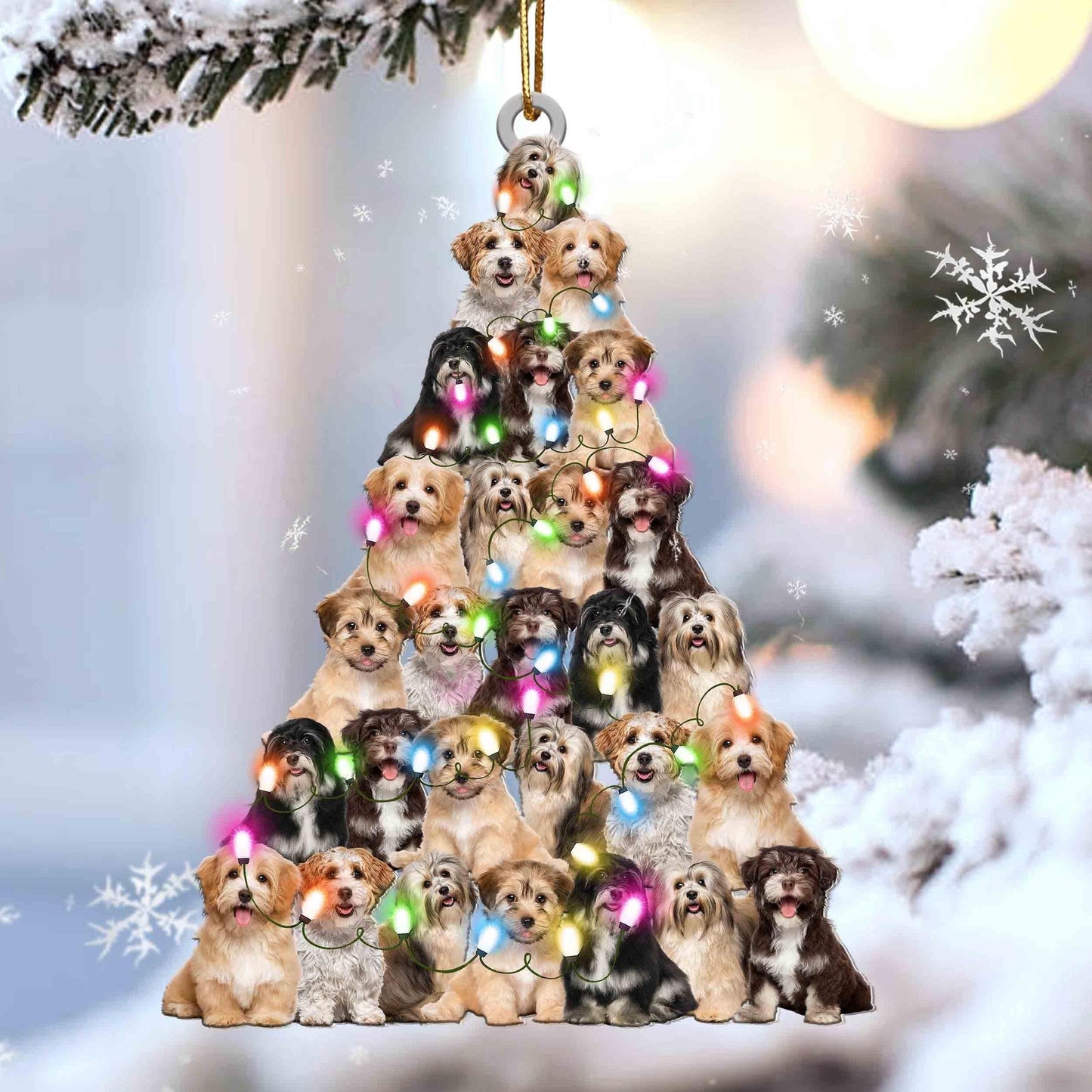 Havanese Christmas Tree Shaped Acrylic Ornament For Havanese Lovers OO3326