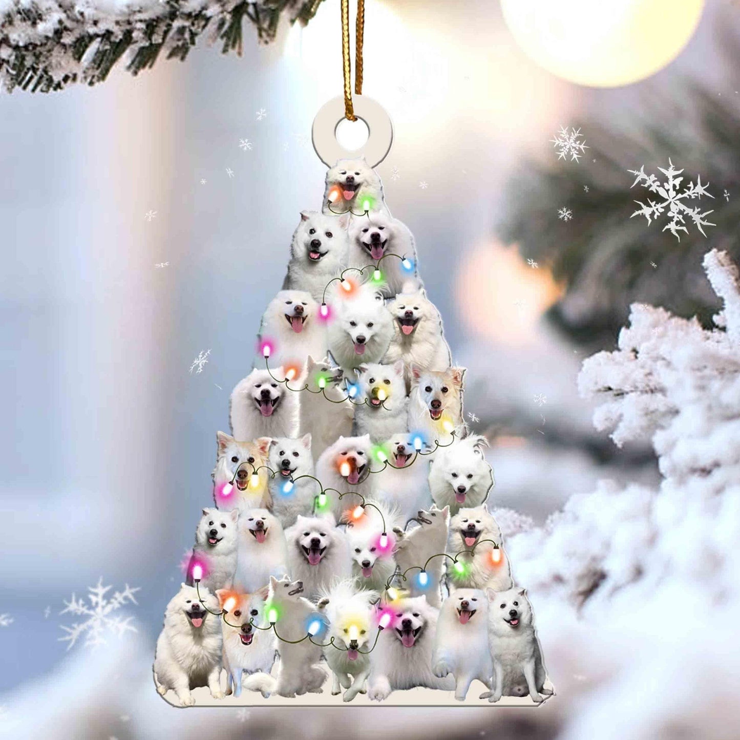 American Eskimo Christmas Tree Shaped Acrylic Ornament For American Eskimo Lovers OO3334