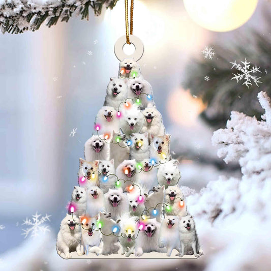 American Eskimo Christmas Tree Shaped Acrylic Ornament For American Eskimo Lovers OO3334